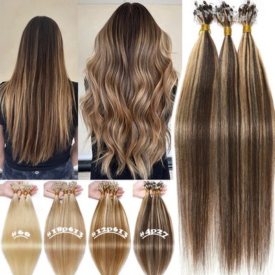 Balayage Micro Ring Loop Beads 100% Human Hair Extensions THICK 200G Full Head