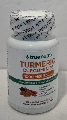 True Nutra Turmeric Curcumin 95- 1000mg Supplement 6 in 1 Ginger Bee Pollen