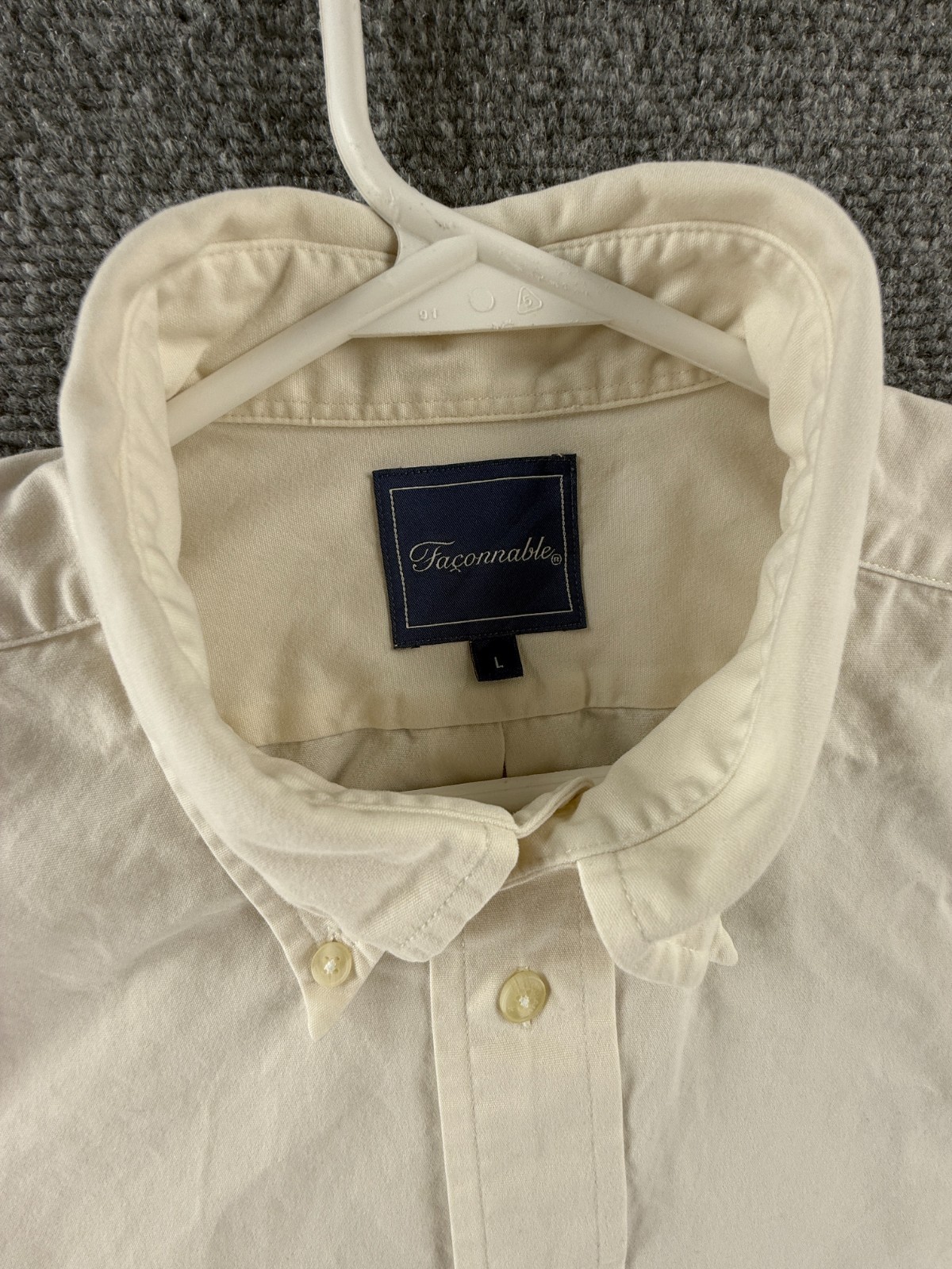 Faconnable Eggshell Button-Down Cotton Large Ivor… - image 8