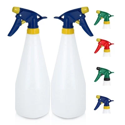GEEZY 1 Litre Empty Trigger Spray Bottle for Watering Cleaning Gardening Set of 2