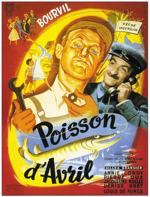 Poisson d'Avril Bourvil Louis De Funes movie poster print