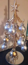 Glass Tree With Silver And Gold Ornaments 8" LSArts Gift Essentials XM-1128