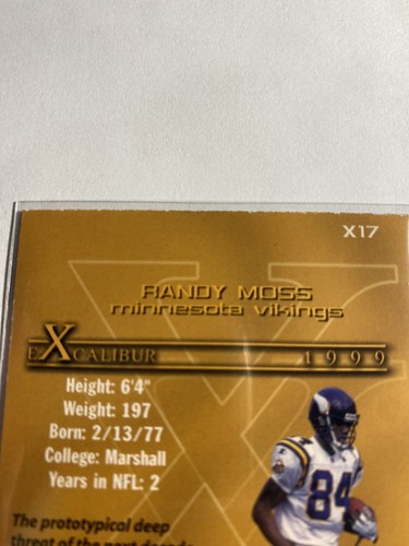 1999 Collector's Edge First Place Excalibur Football Card #X17 Randy Moss - Bild 4 von 4