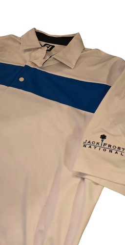 FootJoy Men’s XL Golf Polo Shirt Blue White Striped Performance Short Sleeve - Picture 5 of 10