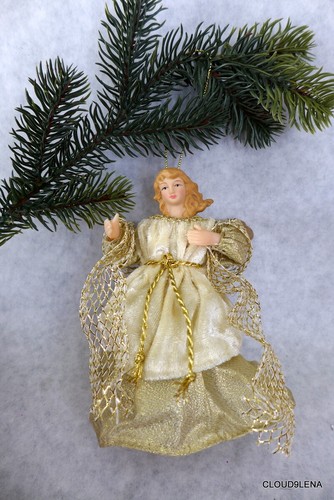TWO Vintage Ivory/Gold Porcelain Heads ANGELS Figurine 5" Ornaments - Picture 3 of 12