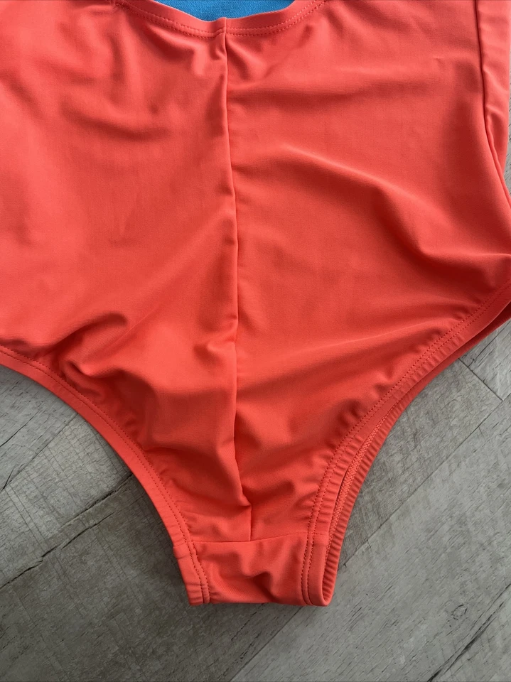 Купальник Adidas для девочек молодежный большой с крестиком цельный оранжевый логотип - Изображение 4 из 4