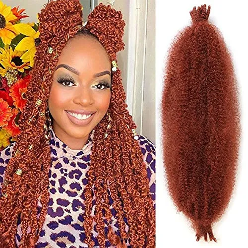 350 Copper Kinky Curly Crochet Braids Short 16 inch synthetic extensions  bundle