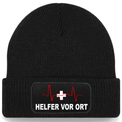 Helfer vor Ort Erstrettung Motiv Beanie Cap Kopfbedeckung Mütze Wintermütze 33