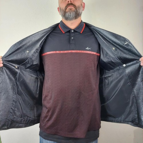 Genuine Leather Jacket Mens Large 42" Very Nice With Wooden Buttons - Picture 6 of 13