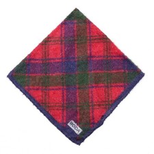 NWT RODA Red-Green-Purple-Navy Check Textured Cotton-Silk Pocket Square