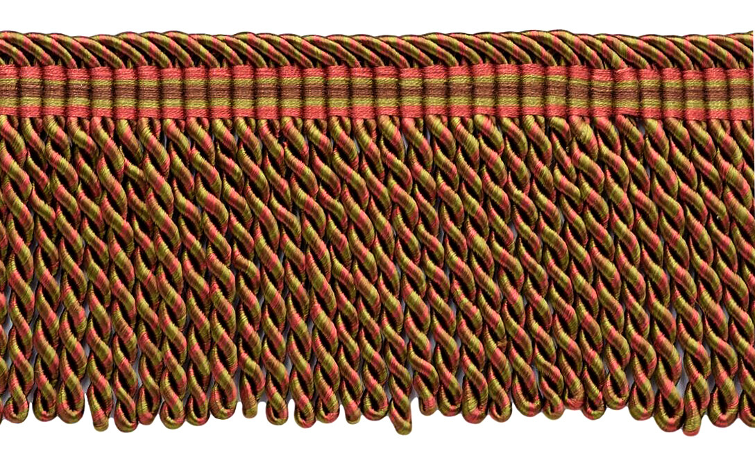 Cocoa Coral 3"" Bullion Fringe with Fancy Woven Header [12 Yards]