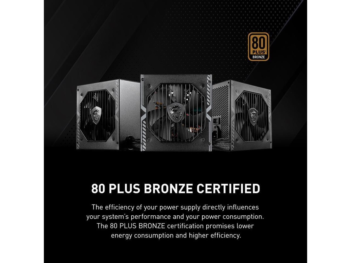 Alimentation PC MSI MAG A650BN - 650W, Certification 80 Plus Bronze, Prise EU, Non Modulaire - Neuf