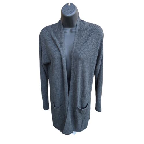 Tahari Womens Open Front Cardigan Pocket Dark Gray Sz Small
