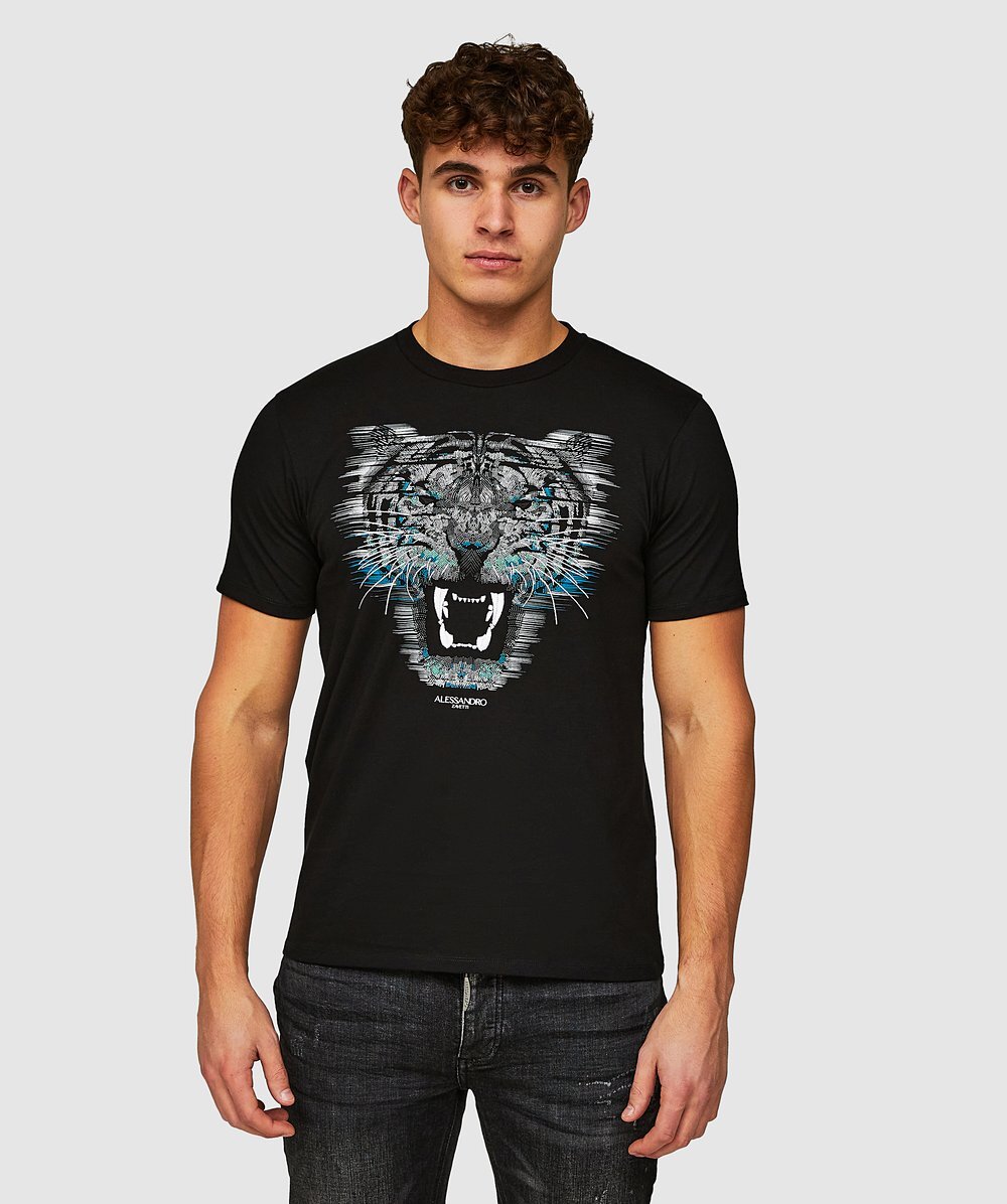 Alessandro Zavetti T-Shirt Short Sleeve Crew Neck Growler Dot Tee Black