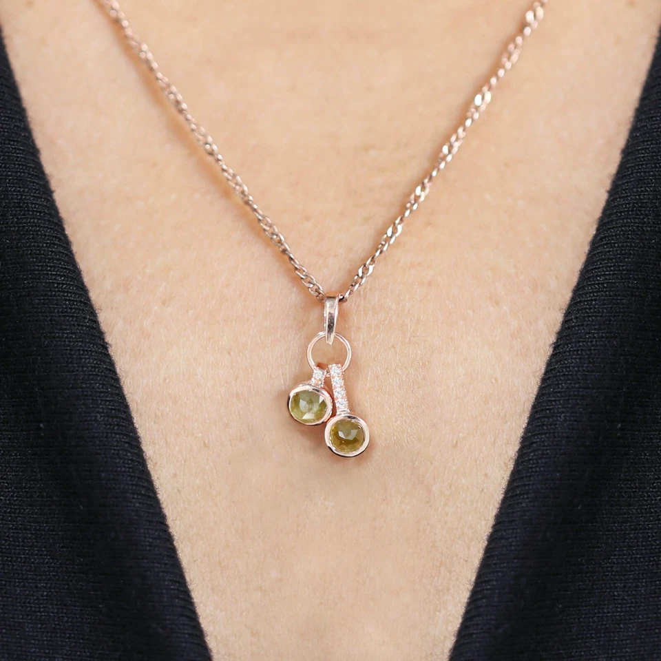 Colgante redondo color amarillo 14K sólido rosa blanco amarillo colgante KDK1203 Foto 2 de 4