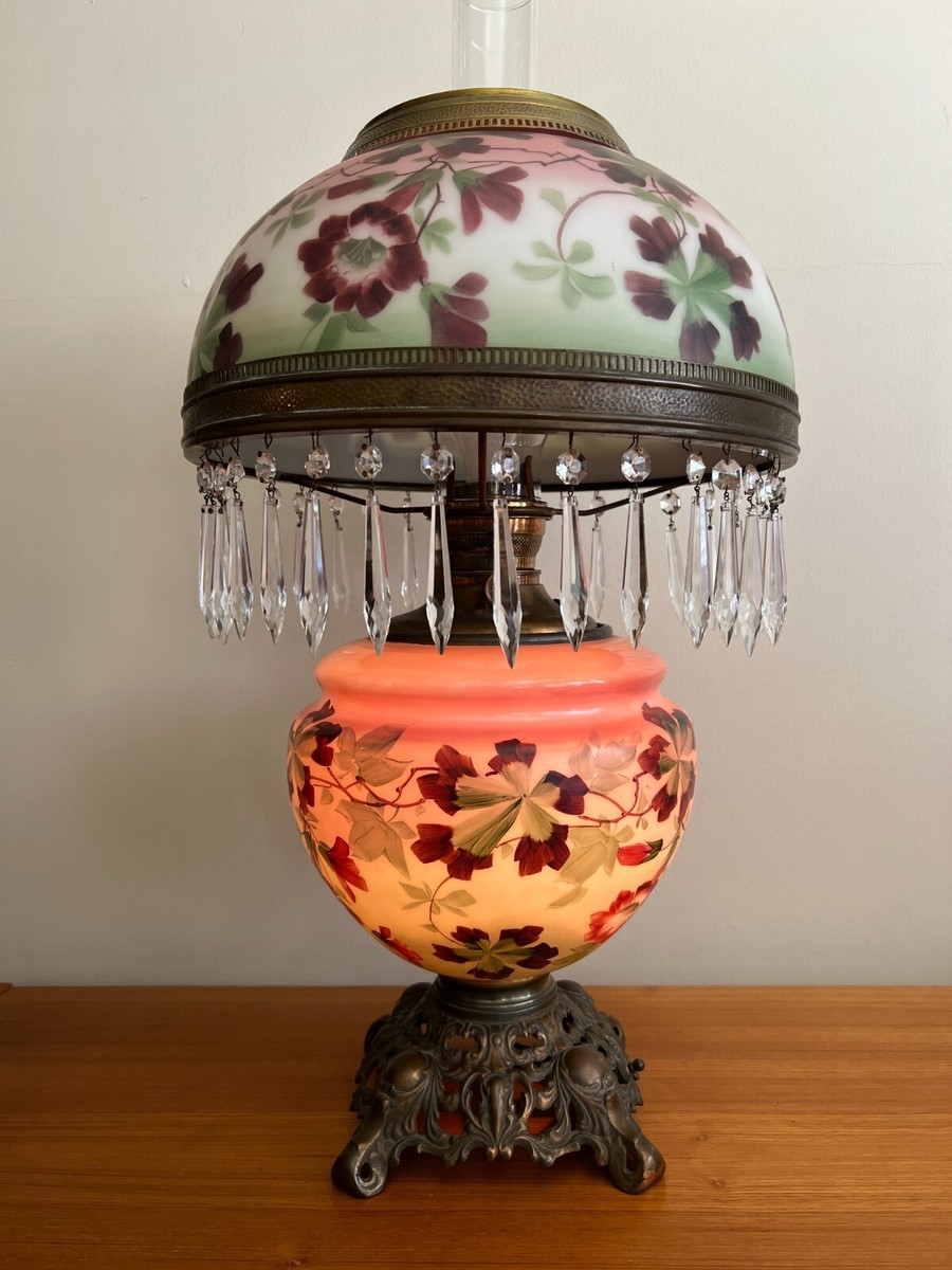 Vintage Floral Gone with the Wind Lamp Hurricane Lamp w