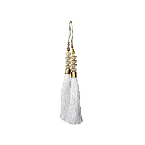 Traditional Handmade Work Ethnic Hanging Latkan Color WHITE For Women 1 Pair C35