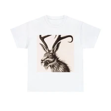 Vintage Style Jackalope Unisex Adult T Shirt Weird Funny Hipster Cryptid Scary