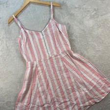 GAP Women's Striped Linen Blend Sleeveless Button Front Sundress Pink M NWT