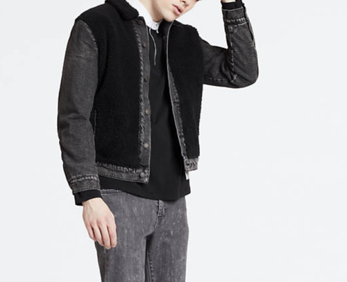Sherpa Panel Trucker Jacket Black 