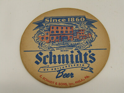 OLD SCHMIDTS ALE 2 SIDED BEER DRINKER'S BEER COASTER MAN CAVE BAR WARE 