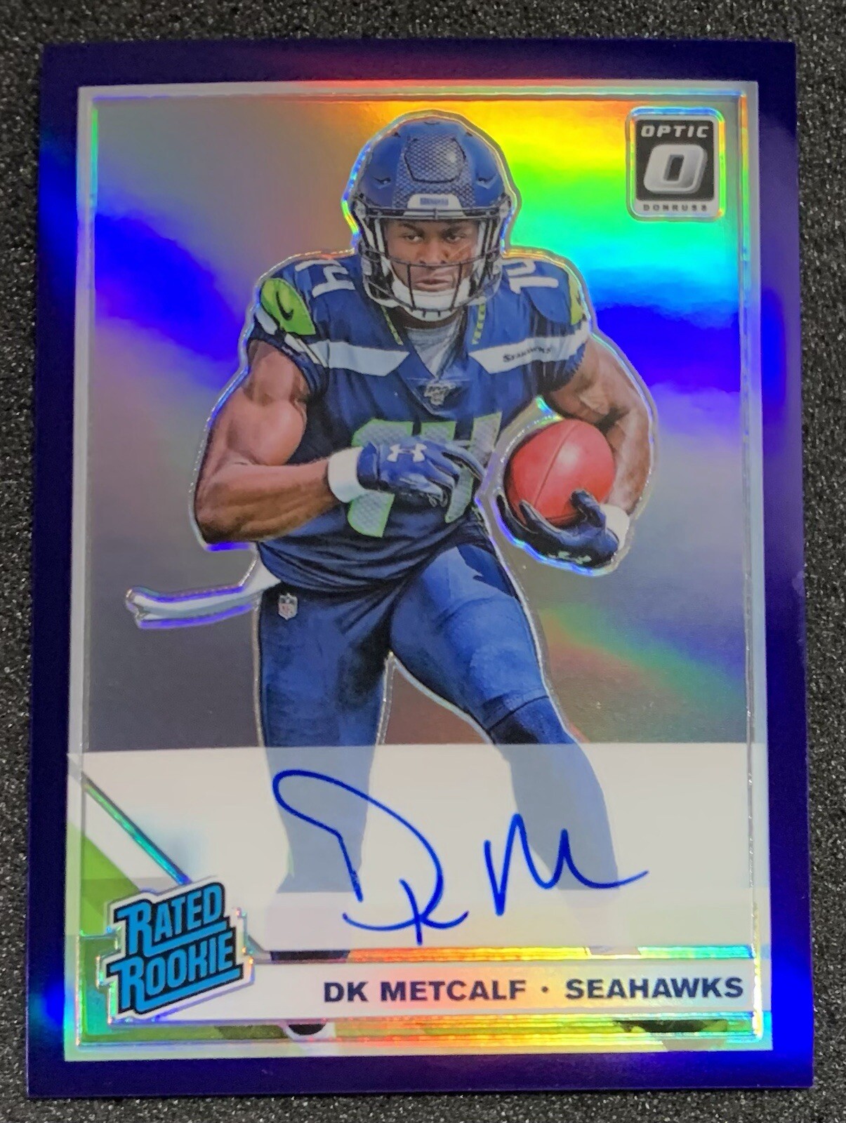 2019 Panini Donruss Optic #163 DK Metcalf Rated Rookie Auto Purple SP RC /35