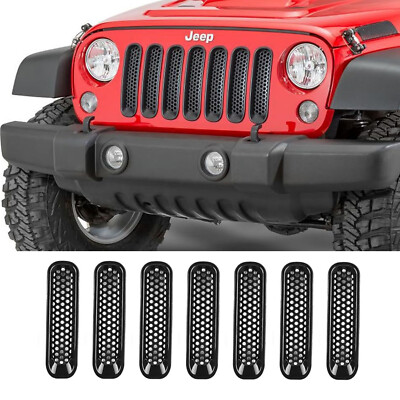 Front Grille Inserts Honeycomb Mesh Covers for Jeep Wrangler JK 2007-2018