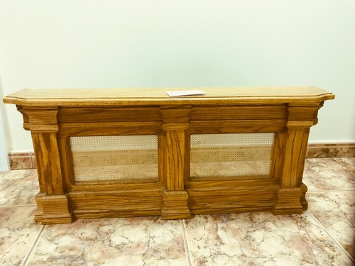 Custom Made Wooden Oak Radiator Cover Cabinet Metallic Grill 33 x 16 x 4.5 #3