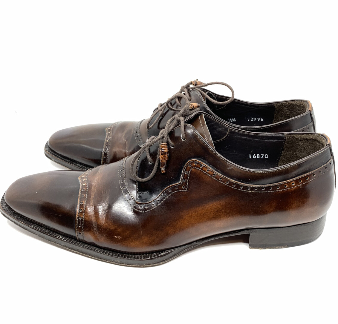 Mezlan Polished Leather Cap Toe 1968 Brown Oxford Mens 8.5m  display picture 2