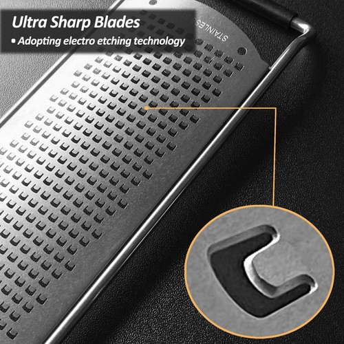 Razor-Sharp Stainless Steel Zester Grater for Cheese, Citrus & More - Compact - Picture 6 of 9