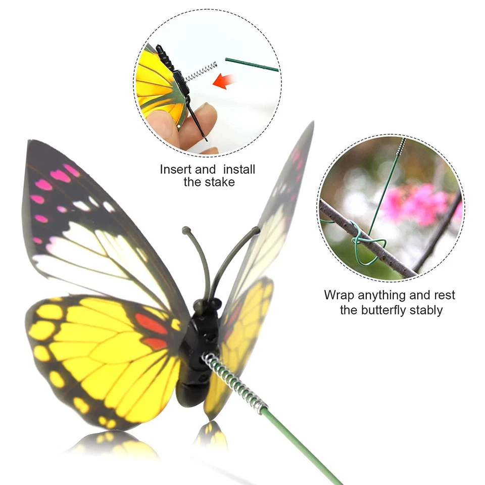 50x Garden Yard Butterfly Dragonfly Stakes Outdoor Planter Flower Bed Home Decor - Image 3 of 4