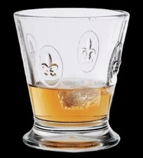 2 La Roch&egrave;re Made in France Fleur de Lys Lowball Cocktail Whiskey Bar Glasses