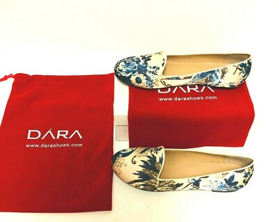 New DARA floral shoes Milan Slippers Loafers blue white Sz 10 M  Fast Ship