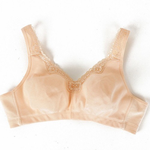 Wire-Free 36-48 B C D E F Comfort Cotton Non-Foam Women's Lace Bra Plus Size - Bild 11 von 28
