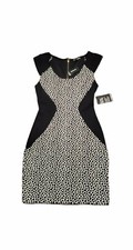 Express Jacquard Block Sheath Dress Size 2 Animal Print Scoop Neck Above Knee 