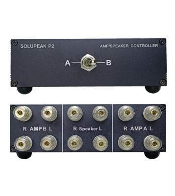 2-Way AMP Amplifier Stereo Audio Speaker Switcher Selector Switch Control box 