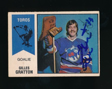 1974-75 O-Pee-Chee Wha #65 Gilles Gratton xrc rookie signed crisp blue sharpie