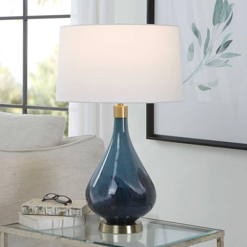 Riviera Table Lamp Sapphire And Dark Navy Blue Art Glass  ~ Uttermost 30098 - Picture 1 of 7