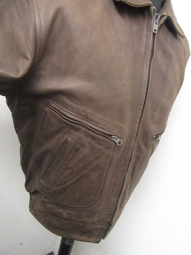 VINTAGE STEWART ITALIAN LEATHER MOTORCYCLE BOMBER JACKET SIZE XXL - Picture 11 of 18