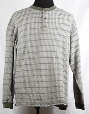 The Territory Ahead Green L/S Textured Cotton Mesh Henley T-Shirt L Made in USA