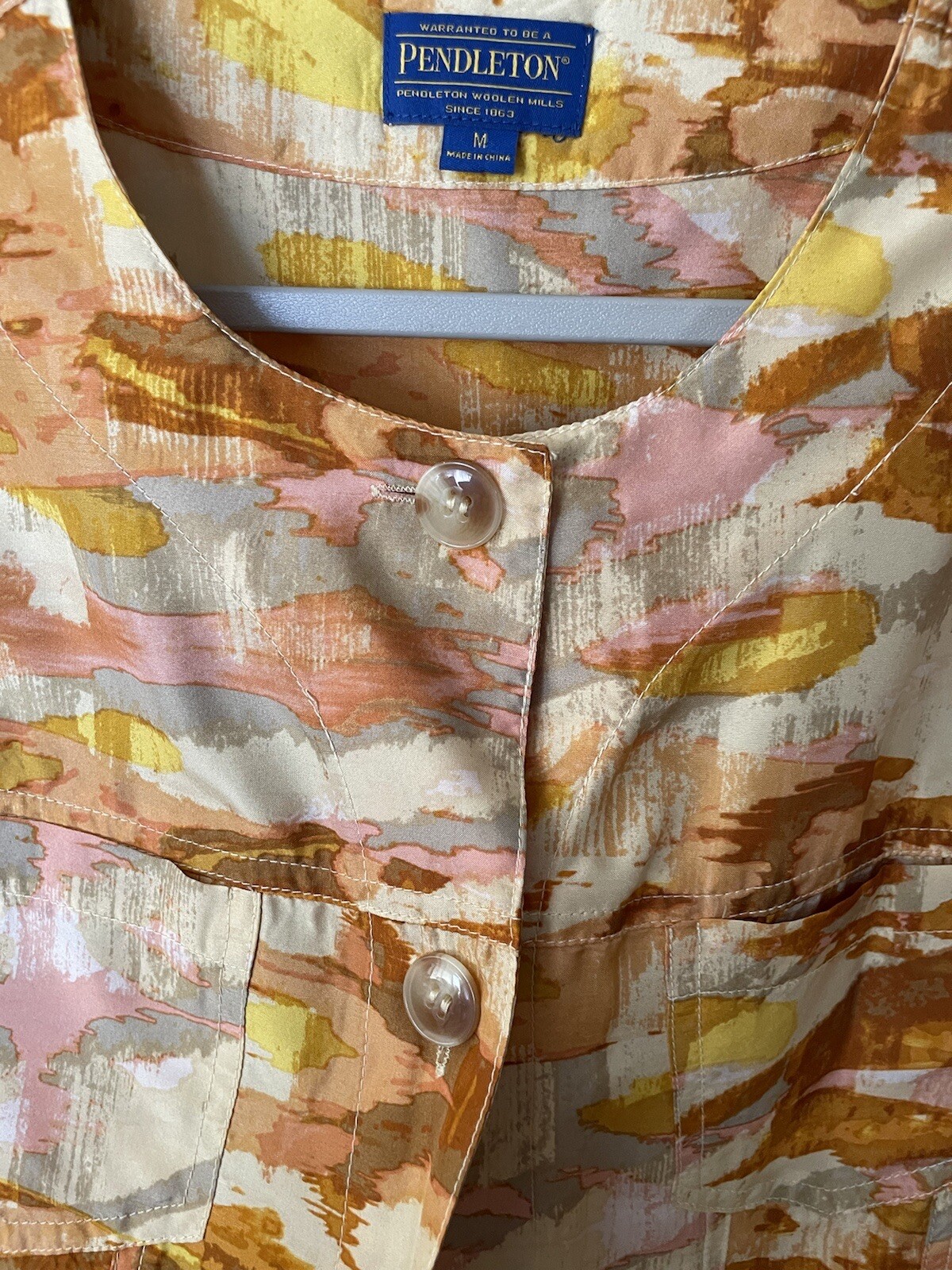 Pendleton Jacket Silk Womens M Pockets Rust Yello… - image 5