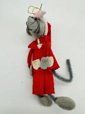 Vintage Handmade Felt Christmas Mouse Ornament