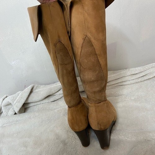 Ugg Women’s Size 7 Brown Wedge Tall Boots Cuffed - Picture 6 of 10