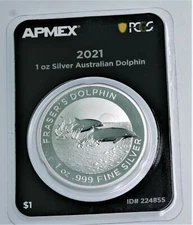 2021 Fraser's Dolphin .999 1 oz Silver PCGS Australia BU PCGS TEP