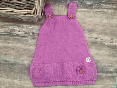 Trägerkleid, gestrickt fürs Baby Größe 98 aus reiner Baumwolle 