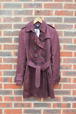 *wow Burberry Brit Ladies Midlength Sateen Cotton Blend Trench Coat Uk4 Us2 Eu32