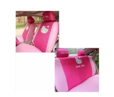 New Sanrio HOT PINK Hello Kitty Front and Back Car Seat Covers Headrest Covers