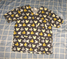 New Walt DISNEY MICKEY MOUSE SCRUB TOP SHIRT Unisex V Neck Size M 6876C MLBV