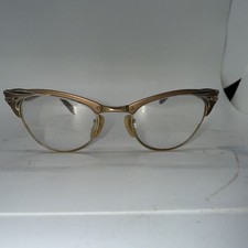 VTG 1950s 60s Gold Cat Eye Glasses Victory Prescription Eyeglasses 12GF A6