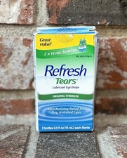 REFRESH Tears Lubricant Eye Drops, 0.5 oz 15 mL 2 Bottles. Exp:05/2028